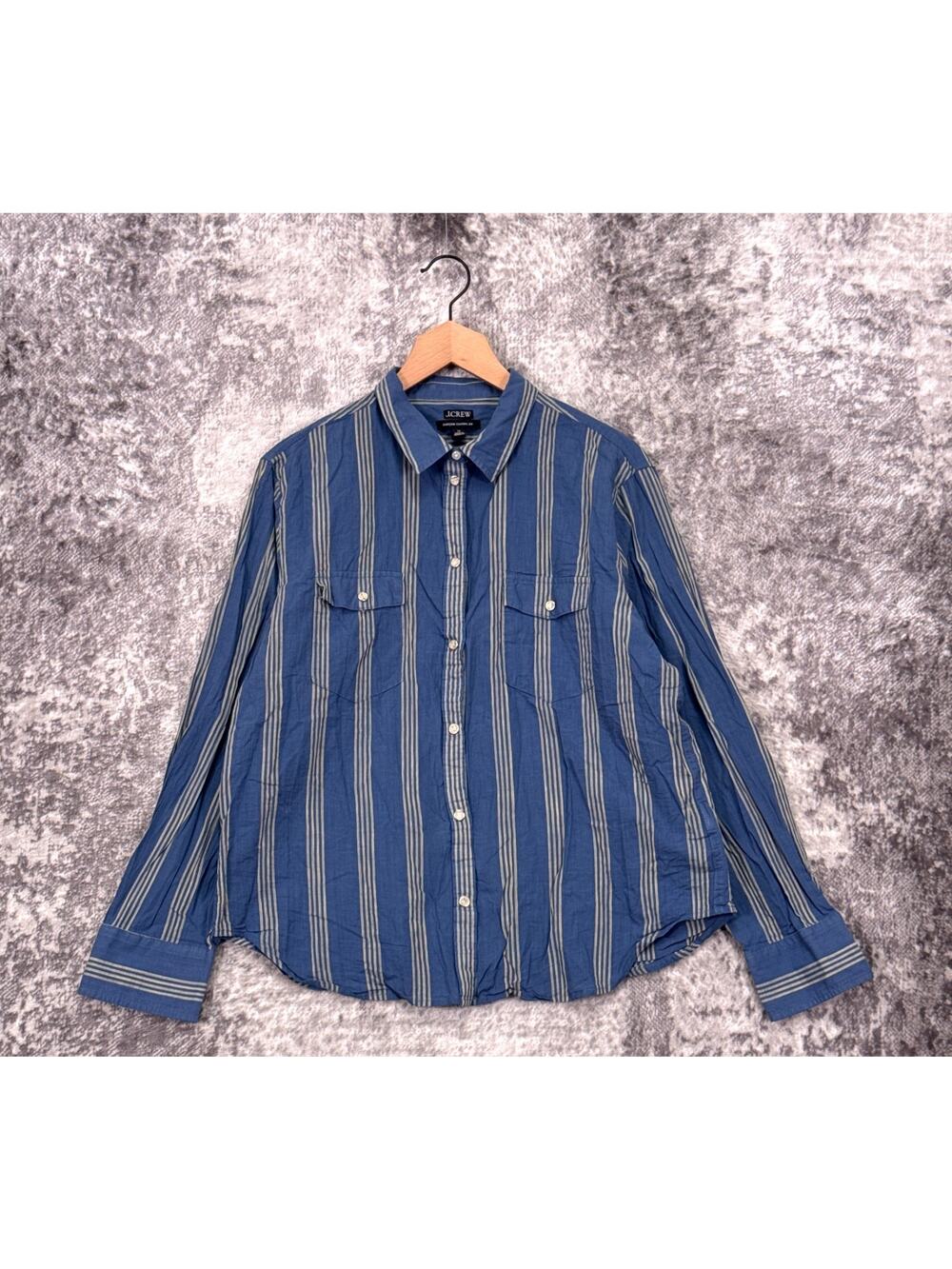 J Crew Top 12 Womens Western Pearl Snap Shirt In Striped Cotton Voile
